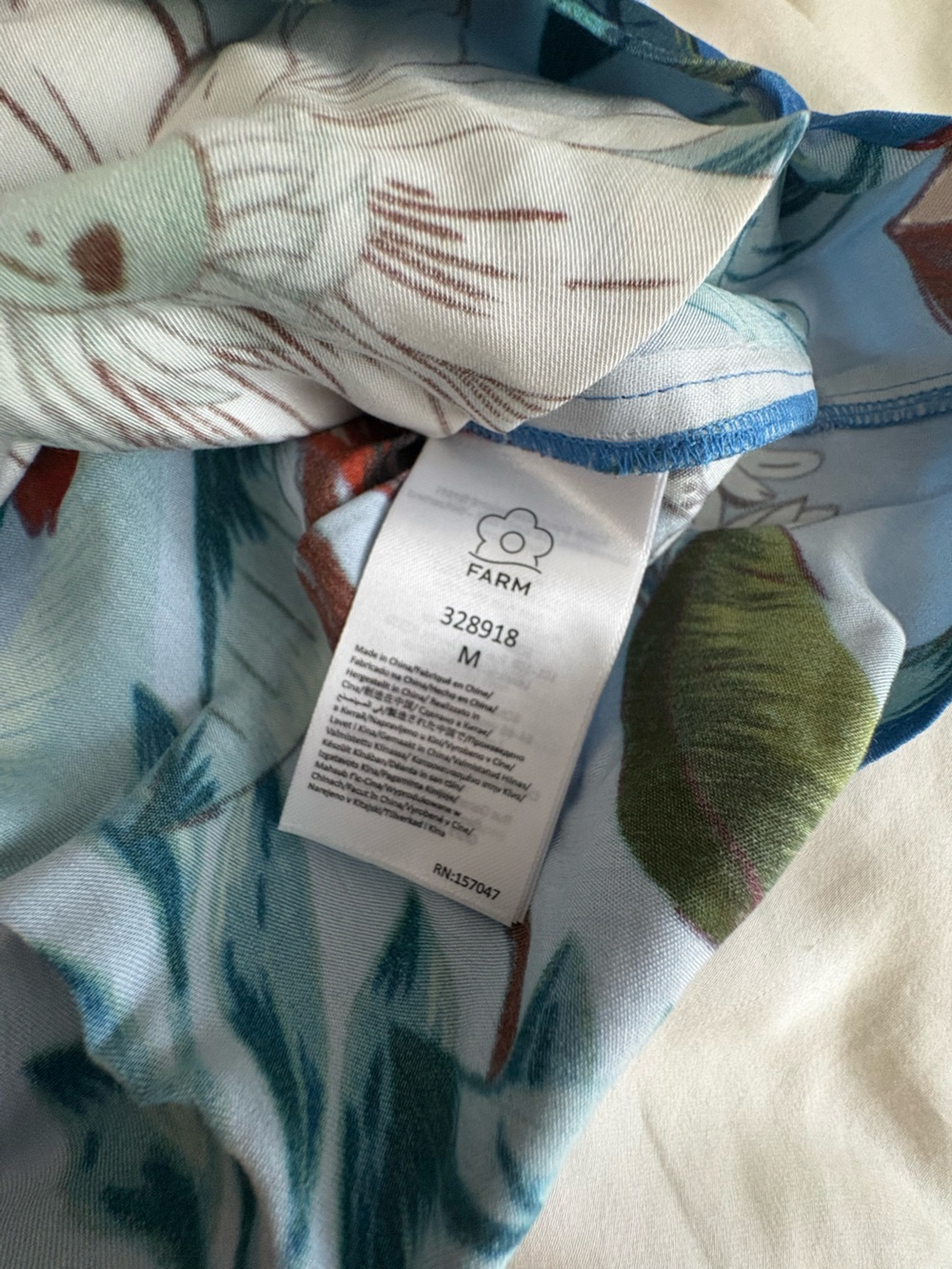 NWOT Farm Rio Blue Surreal Flowers Wrap Mini Dress M - Picture 8 of 16
